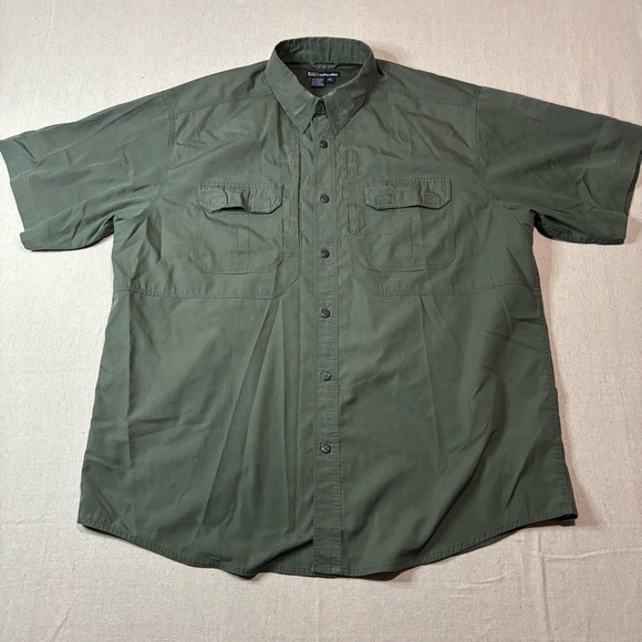 5.11 Tactical Taclite Pro Short-Sleeve Button Up Shirt 71175 Green Mens Sz XL - Picture 1 of 5